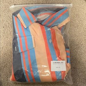Men's Striped Shirt - Blue, Orange, and Cream